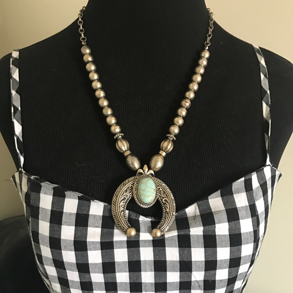 crescent silver beaded necklace!